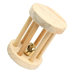Wooden Unicycle Bell Roller Pet Toy
